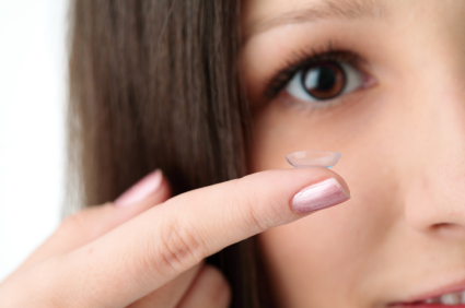beautiful human eye and contact lens
